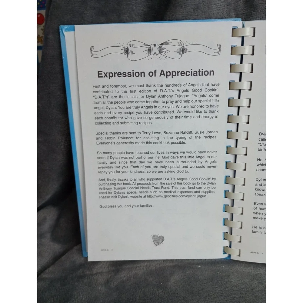 Dylan A. Tujague‎ Fundraising Org Cookbook Kenner, LA 2005 D.A.T.'s Angels